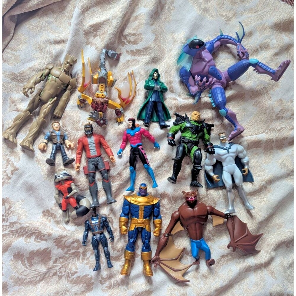 Vintage Action Figure Mixed Lot Marvel, Bukugan, TMNT, WoWC, Batman, Guardians